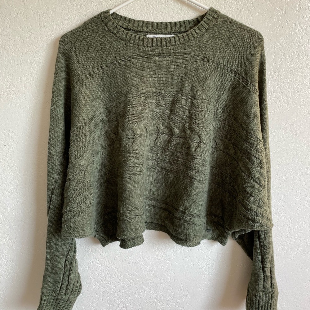 Hollister Green Knit Cropped Sweater